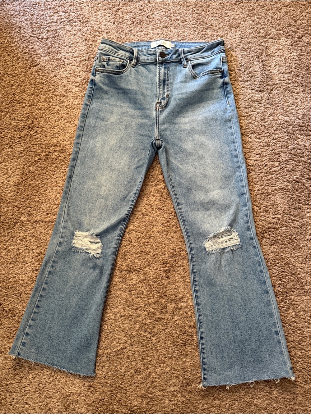 HIDDEN Jeans Mid-Rise Cropped Straight Leg Distressed Raw Hem – Size 29